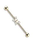 Industrialpiercing Ohrpiercing mit Schmetterling Motiv vergoldet mit Zirkonia Kristallen (Chirurgenstahl 316L) (9172527350088)