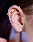 Industrialpiercing Ohrpiercing mit Schmetterling Motiv vergoldet mit Zirkonia Kristallen (Chirurgenstahl 316L) (9172527350088)