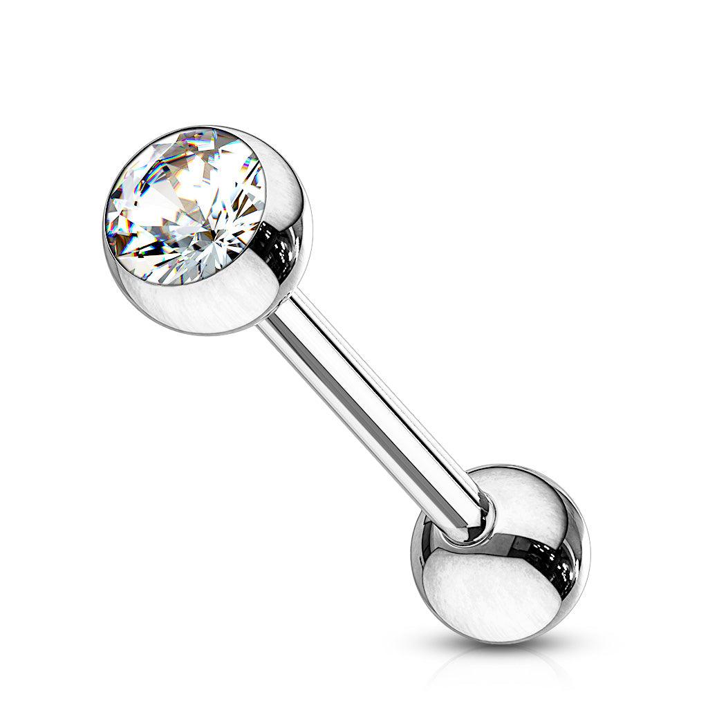 Zungenpiercing Barbell mit Zirkonia Kristall (Chirurgenstahl 316L) (9172541800776)