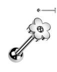 Zungenpiering Barbell mit Flower Motiv (Chirurgenstahl 316L) (9172542882120)