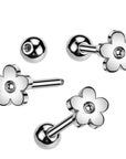 Zungenpiering Barbell mit Flower Motiv (Chirurgenstahl 316L) (9172542882120)