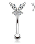 Rookpiercing "Butterfly" mit Zirkonia Stein (Chirurgenstahl 316L) - Royal Skin Jewelry (9087067849032)