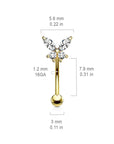 Rookpiercing "Butterfly" mit Zirkonia Stein (Chirurgenstahl 316L) - Royal Skin Jewelry (9087067849032)