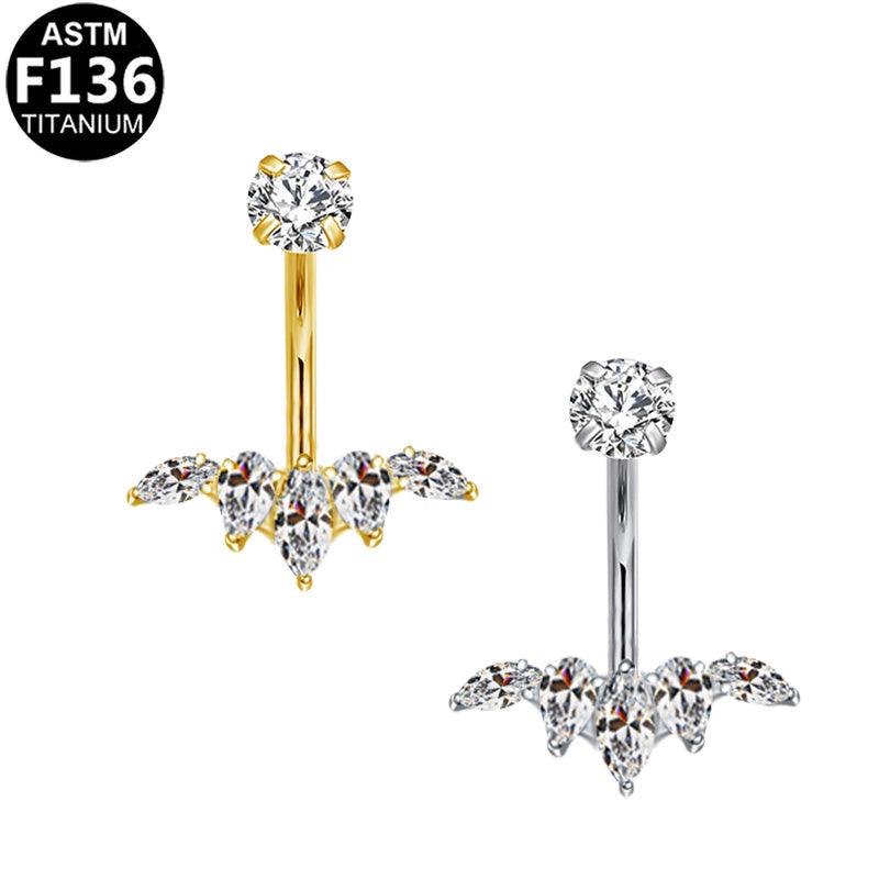 Bauchnabelpiercing aus TITAN mit Kristalltropfen Design - Innengewinde