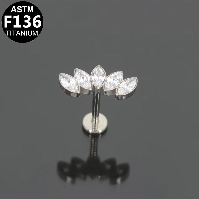 Labret aus TITAN mit Kristall Fächer