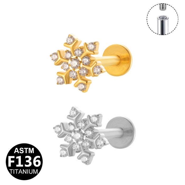 Labret aus TITAN mit Schneeflocke