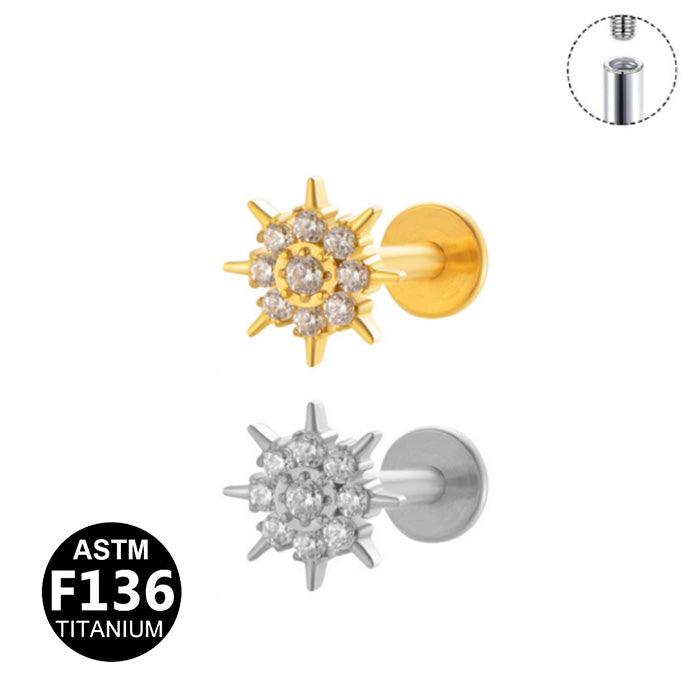 Labret aus TITAN mit Sternen-Aufsatz