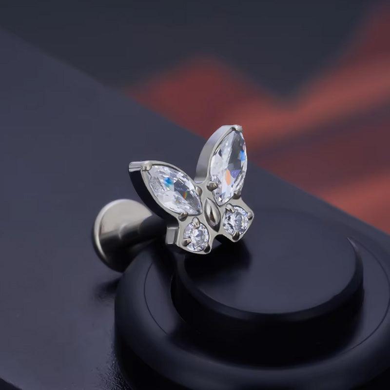 Labret aus TITAN mit Schmetterling