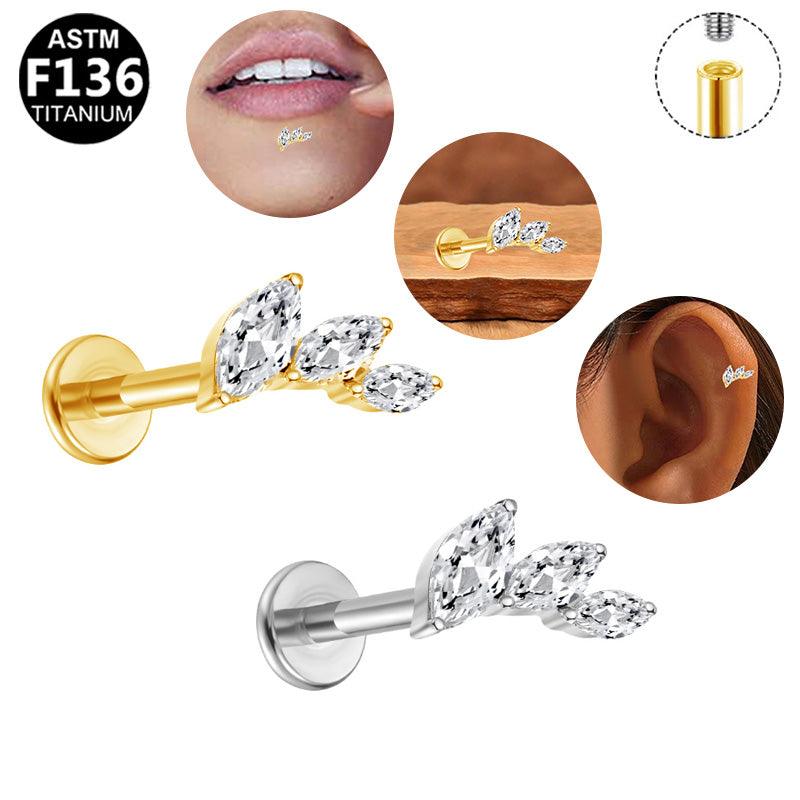 Labret aus TITAN mit 3 Lotus Blüten