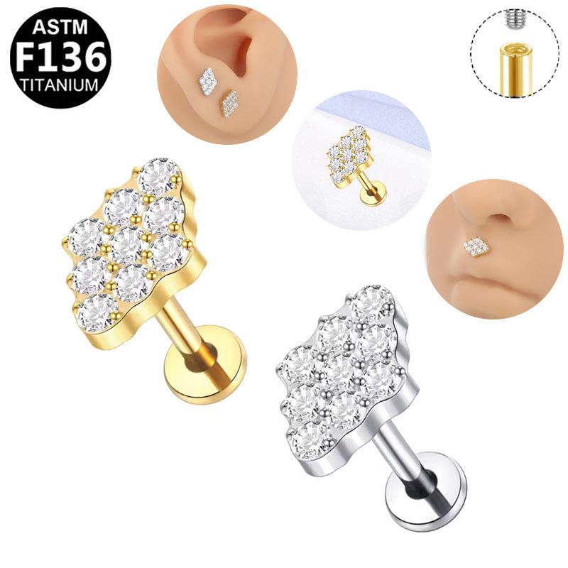 Labret aus TITAN mit Kristallflächen