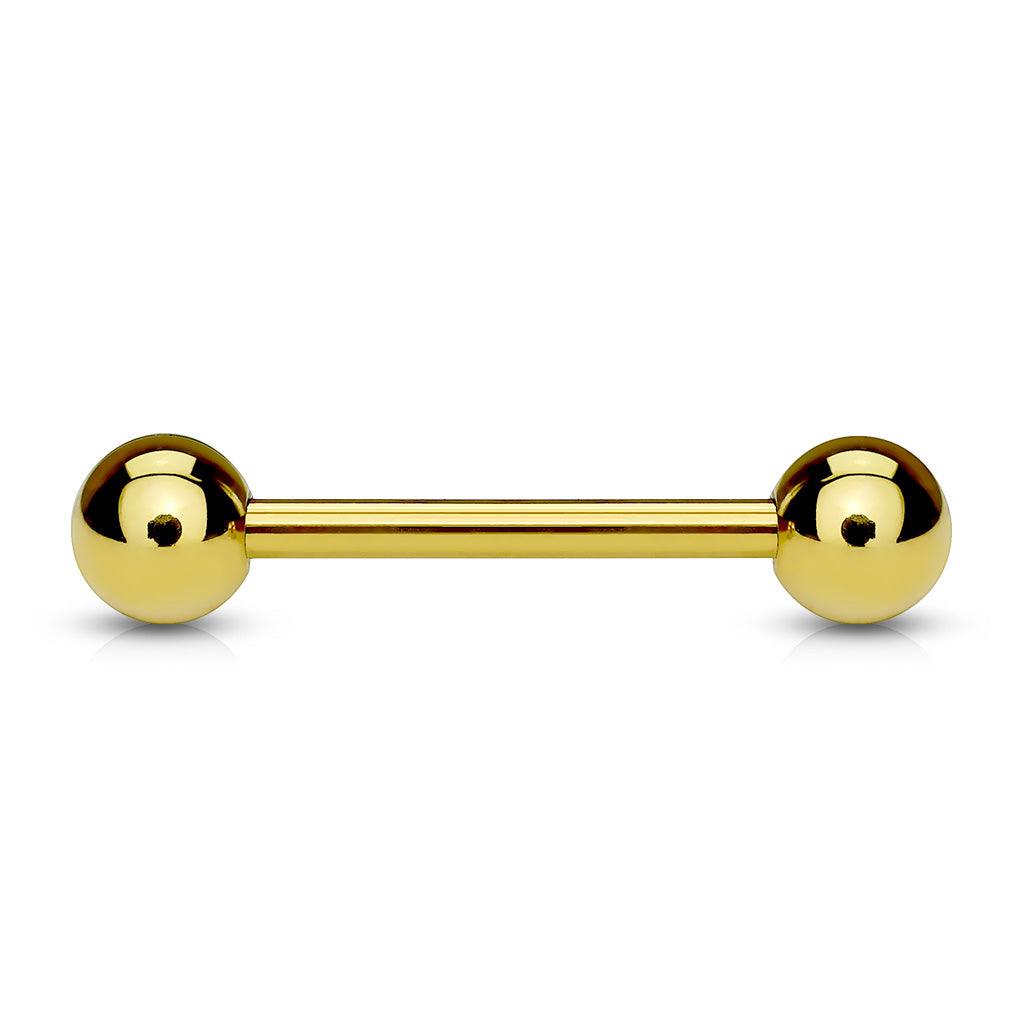 Brustpiercing/Zungenpiercing Barbell vergoldet (Chirurgenstahl 316L) (9172549173576)
