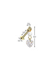 Ohrpiercing mit Perlen und herzförmigen Zirkonia Kristall Anhänger Push In - Chirurgenstahl 316L (9246261969224)