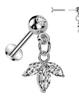Ohrpiercing "Leaf Dangle" mit Zirkonia Kristallen (Chirurgenstahl 316L) - Royal Skin Jewelry (9087066800456)