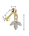 Ohrpiercing "Leaf Dangle" mit Zirkonia Kristallen (Chirurgenstahl 316L) - Royal Skin Jewelry (9087066800456)