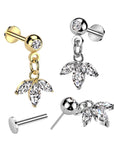 Ohrpiercing "Leaf Dangle" mit Zirkonia Kristallen (Chirurgenstahl 316L) - Royal Skin Jewelry (9087066800456)