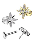 Ohrpiercing mit Sternenmotiv und Zirkonia Kristallen - Chirurgenstahl 316L (9179216347464)
