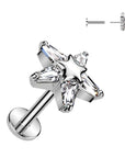 Ohrpiercing mit Sternen Motiv und Zirkonia Kristallen - Chirurgenstahl 316L (9246908318024)