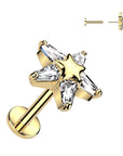 Ohrpiercing mit Sternen Motiv und Zirkonia Kristallen - Chirurgenstahl 316L (9246908318024)