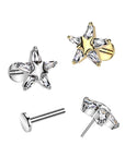 Ohrpiercing mit Sternen Motiv und Zirkonia Kristallen - Chirurgenstahl 316L (9246908318024)