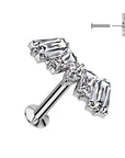 Ohrpiercing mit Fächer Design aus Zirkonia Kristallen mit Marquise-Schliff Push In System - Chirurgenstahl 316L (9246928961864)