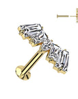 Ohrpiercing mit Fächer Design aus Zirkonia Kristallen mit Marquise-Schliff Push In System - Chirurgenstahl 316L (9246928961864)