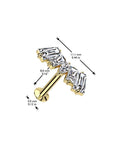 Ohrpiercing mit Fächer Design aus Zirkonia Kristallen mit Marquise-Schliff Push In System - Chirurgenstahl 316L (9246928961864)