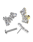 Ohrpiercing mit Fächer Design aus Zirkonia Kristallen mit Marquise-Schliff Push In System - Chirurgenstahl 316L (9246928961864)