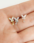 Ohrpiercing mit Schmetterling Motiv und Teardrop Anhänger Schraubverschluss - Chirurgenstahl 316L (9248421183816)