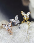Ohrpiercing mit Schmetterling Motiv und Teardrop Anhänger Schraubverschluss - Chirurgenstahl 316L (9248421183816)