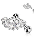 Ohrpiercing mit Fächer Design aus Marquise geschliffenen Zirkonia Kristallen - Chirurgenstahl 316L (9248427082056)