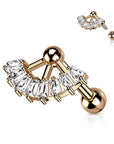 Ohrpiercing mit Fächer Design aus Marquise geschliffenen Zirkonia Kristallen - Chirurgenstahl 316L (9248427082056)
