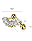 Ohrpiercing mit Fächer Design aus Marquise geschliffenen Zirkonia Kristallen - Chirurgenstahl 316L (9248427082056)
