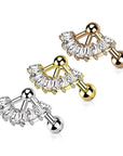 Ohrpiercing mit Fächer Design aus Marquise geschliffenen Zirkonia Kristallen - Chirurgenstahl 316L (9248427082056)