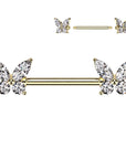 Brustwarzenpiercing mit Schmetterling Motiv und Zirkonia Kristallen - Chirurgenstahl 316L (9248428032328)