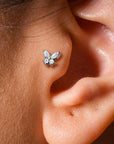Ohrpiercing Butterfly Top vergoldet mit Zirkonia (Chirurgenstahl 316L) (9123251192136)