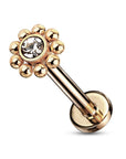 Ohrpiercing mit Zirkonia Kristall und runden Stahl Kugeln - Chirurgenstahl 316L (9249245200712)