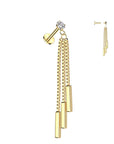 Ohrpiercing mit 3 Stäben an Kette und Zirkonia Kristall - Chirurgenstahl 316L (9253650202952)