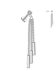 Ohrpiercing mit 3 Stäben an Kette und Zirkonia Kristall - Chirurgenstahl 316L (9253650202952)