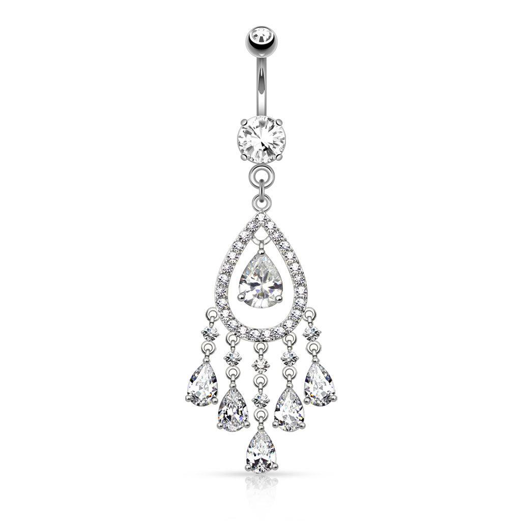 Bauchnabelpiercing Fancy Chandelier und Multi Teardrop Design (9292612501832)