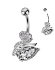 Bauchnabelpiercing mit Schwan Motiv und Zirkonia Kristallen (9301231698248)