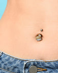 Bauchnabelpiercing mit Schwan Motiv und Zirkonia Kristallen (9301231698248)