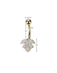 TITAN Bauchnabelpiercing mit eingefassten Zirkonia Kristallen im Blatt Motiv (9298277663048)