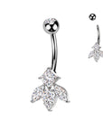 TITAN Bauchnabelpiercing mit eingefassten Quadrat und 3 Marquise Zirkonia Kristallen (9298275500360)