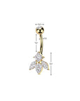 TITAN Bauchnabelpiercing mit eingefassten Quadrat und 3 Marquise Zirkonia Kristallen (9298275500360)