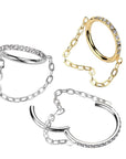 Segmentclicker Ringe Titan in gold und silver mit eingefassten zirkonia kristallen und verbundene kette (9192679965000)