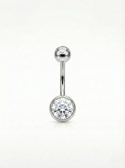 Bauchnabelpiercing Titan mit Zirkonia Doppelkristall
