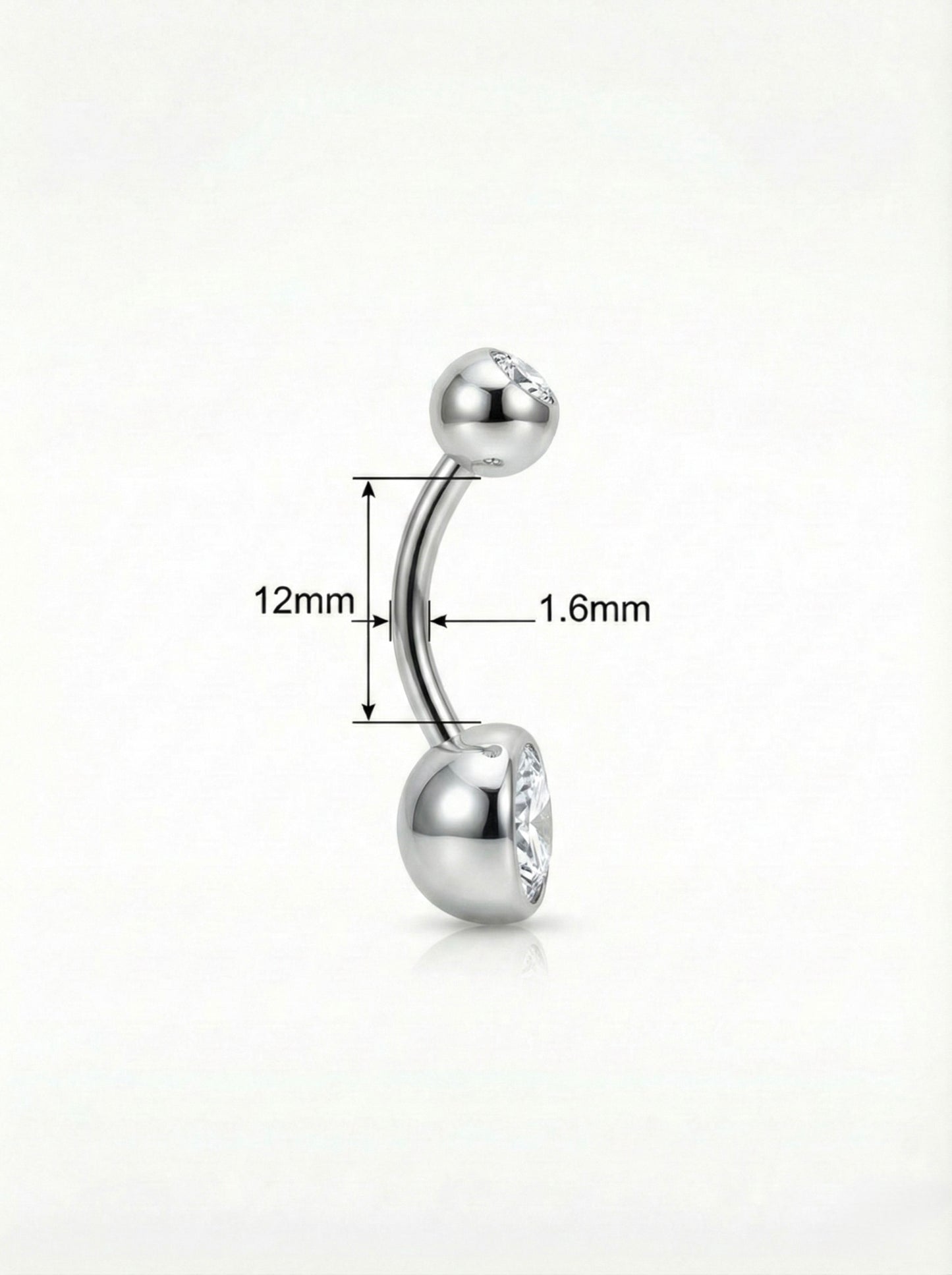 Bauchnabelpiercing Titan mit Zirkonia Doppelkristall