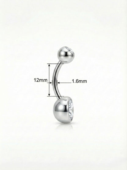 Bauchnabelpiercing Titan mit Zirkonia Doppelkristall