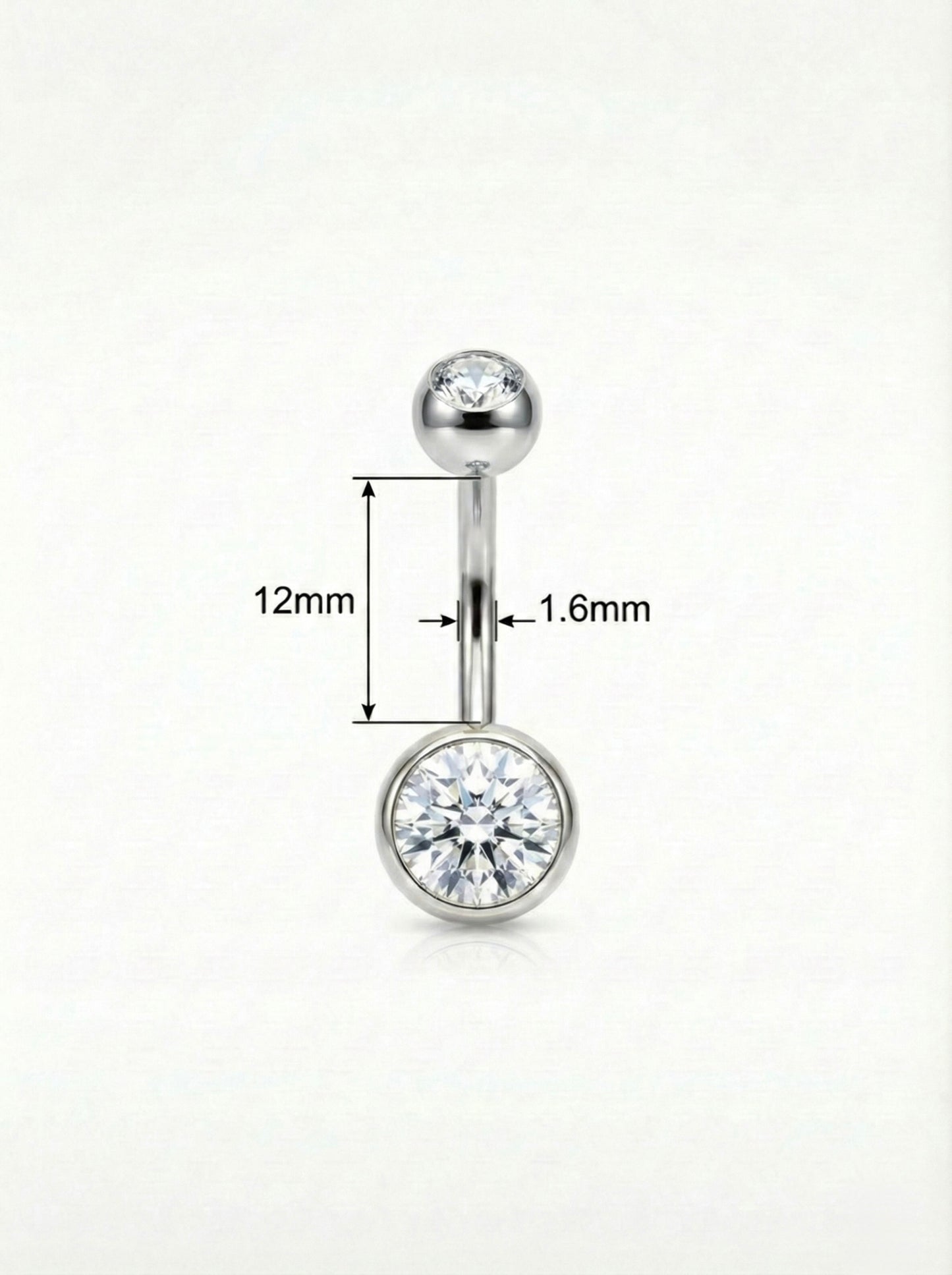 Bauchnabelpiercing Titan mit Zirkonia Doppelkristall