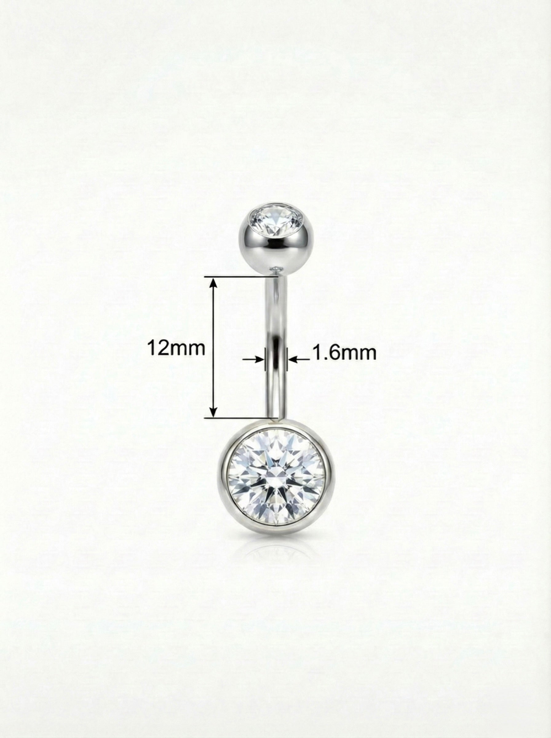 Doppelkristall Zarge Bauchnabelpiercing aus Titan